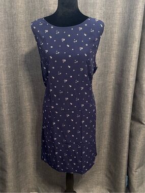 GAP Sleeveless Navy Midi Dress with White Daisy Print